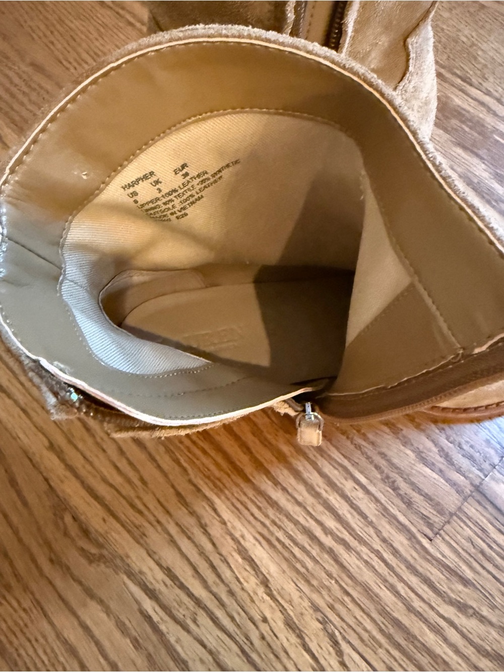 Ralph Lauren Tan Suede Ankle Booties with Side Zip Size 6 - Harpher Suede Bootie - Picture 10 of 16